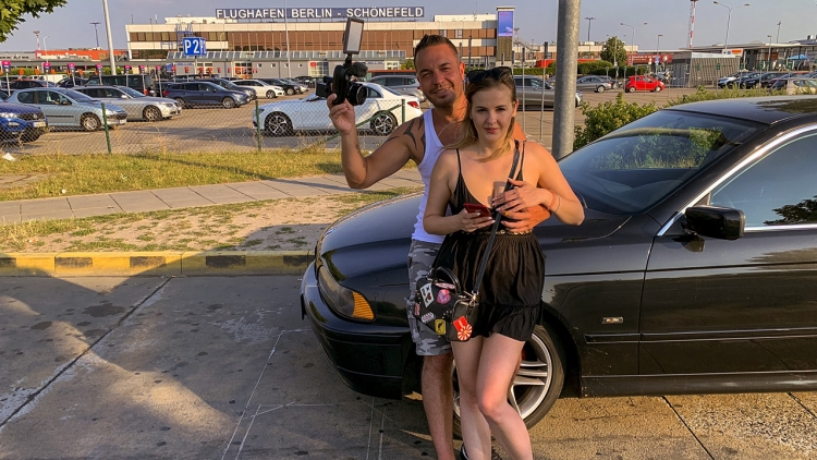 Candy Alexa got boned by Andy Star in an abandoned airport hangar!