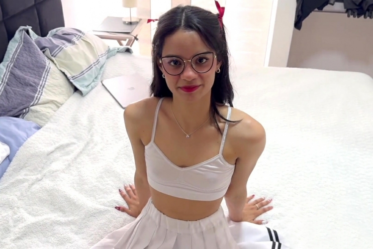 Innocent Cheerleader Swallows Cum In Front Of The Camera