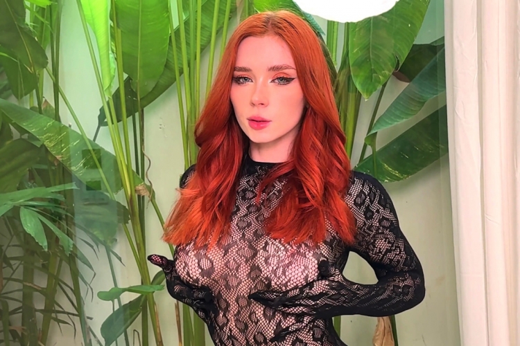 Redhead Beauty in Fishnet Bodystocking Passionate Fucks POV